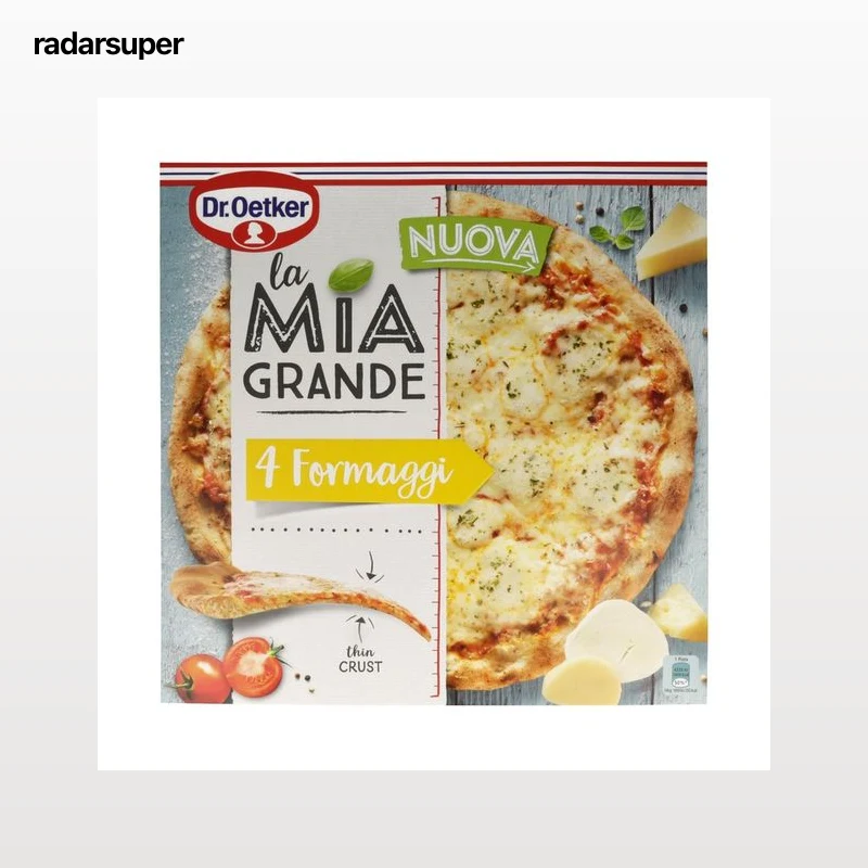 DR. OETKER Pizza 4 quesos, de masa fina horneada directamente sobre piedra La mia grande 400 g.