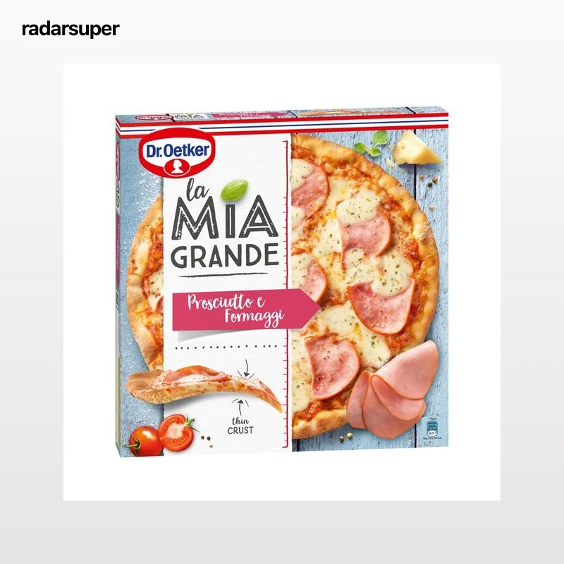 DR. OETKER Pizza congelada de queso y prosciutto con masa fina crujiente La mia grande 400 g.