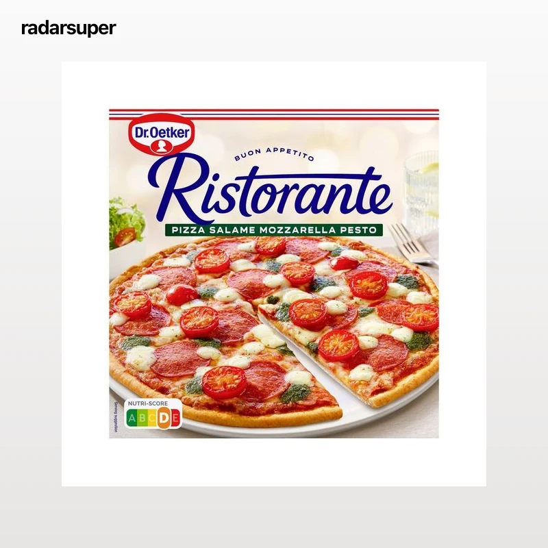 DR. OETKER Pizza congelada de salami, queso mozzarella y pesto Ristorante 360 g.