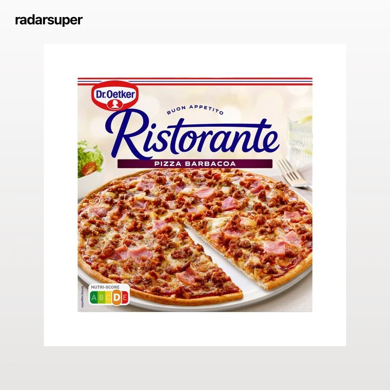 DR. OETKER Pizza de masa fina y crujiente con carne de vacuno, jamón cocido y ketchup especiado Ristorante 340 g.