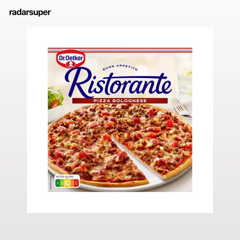 DR. OETKER Pizza de masa fina y crujiente cubierta con tomate, carne picada de vacuno y queso Ristorante 375 g.