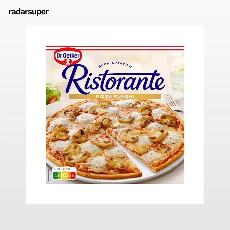 DR. OETKER Pizza de masa fina y crujiente cubierta con tomate, champiñones y queso Ristorante 380 g.