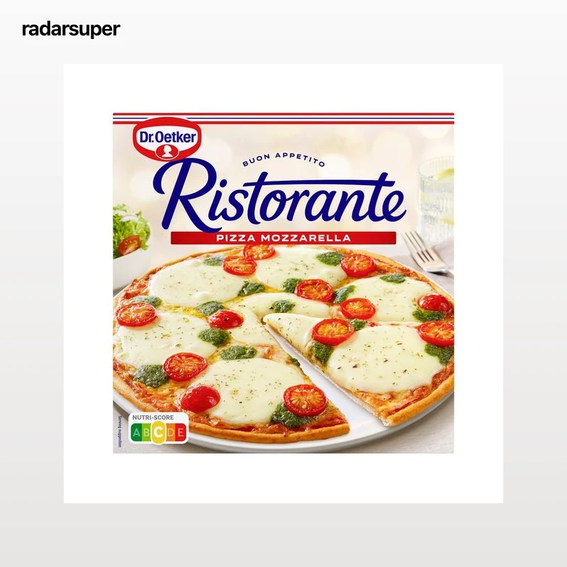 DR. OETKER Pizza de masa fina y crujiente cubierta de tomate, Mozzarella y salsa pesto Ristorante 355 g.