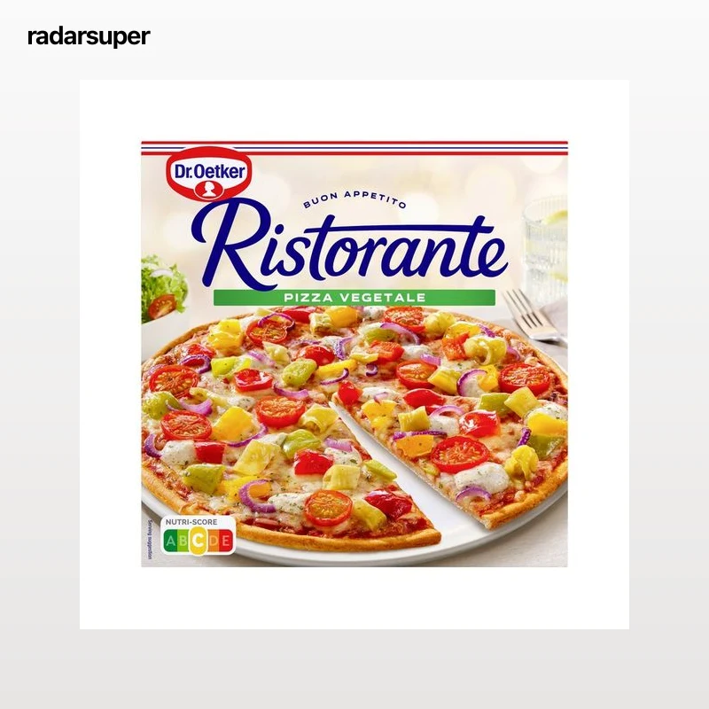 DR. OETKER Pizza de masa fina y crujiente cubierta con tomate, pimiento, cebolla y queso Ristorante 385 g.