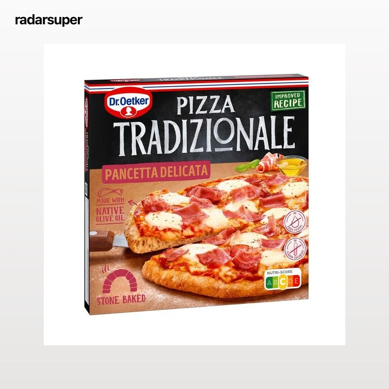 DR. OETKER Pizza de tomate, panceta y queso, horneada sobre piedra Tradizionale