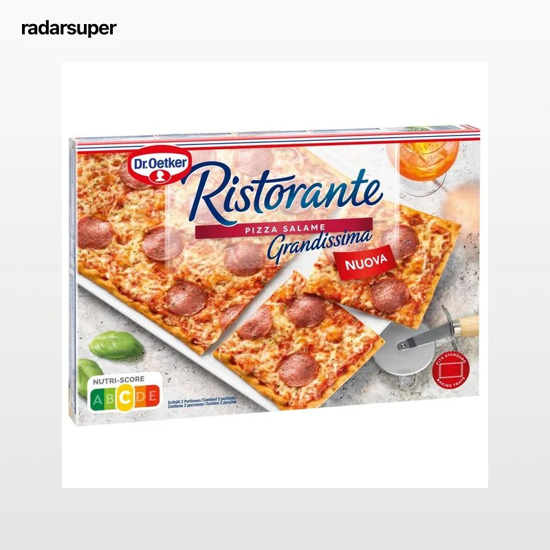 DR. OETKER Ristorante grandissima Pizza congelada de masa fina con tomate, salami y queso 540 g.