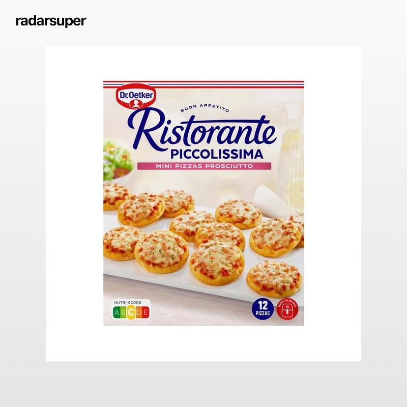 DR. OETKER Ristorante Piccolissima (mini pizzas de masa fina y crujiente) prosciutto 288 g.