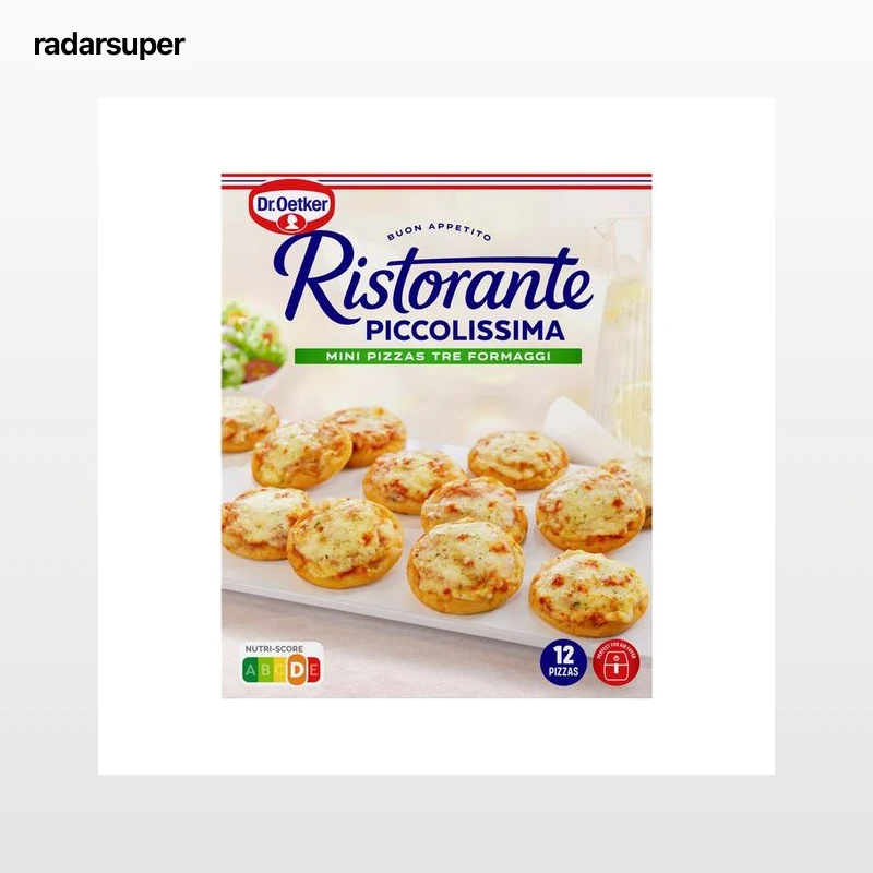 DR. OETKER Ristorante Piccolissima (mini pizzas de masa fina y crujiente) tre formaggi 288 g.