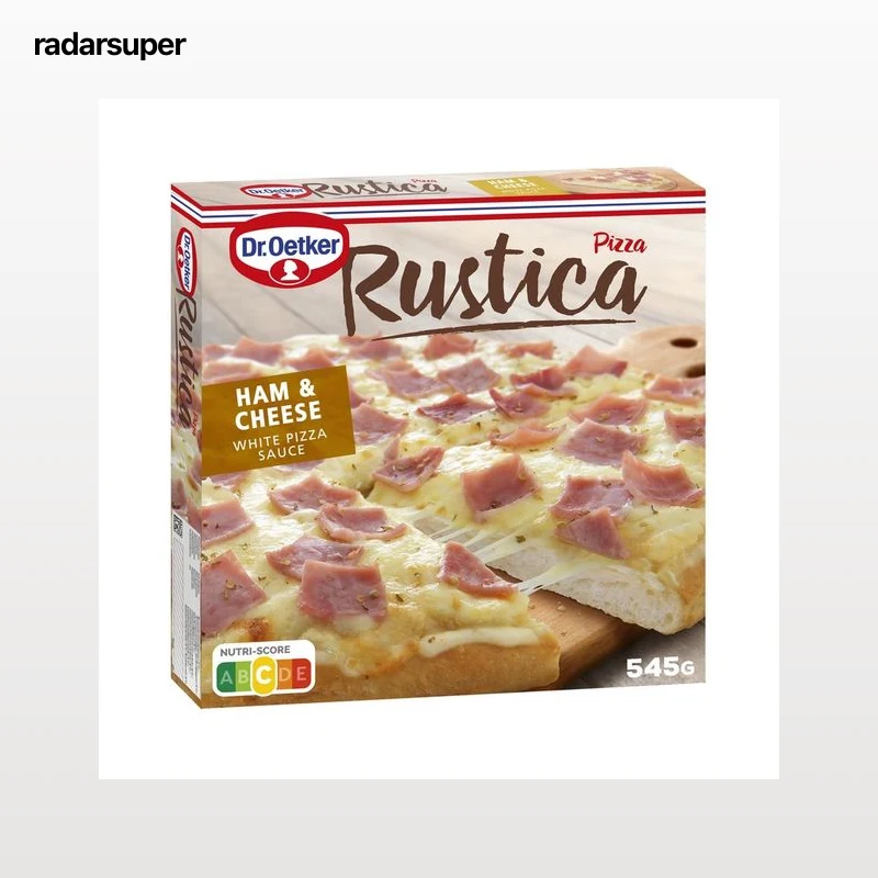DR. OETKER Rustica Pizza de masa gruesa con jamón cocido, salsa blanca, Emmental y Gouda 545 gg.