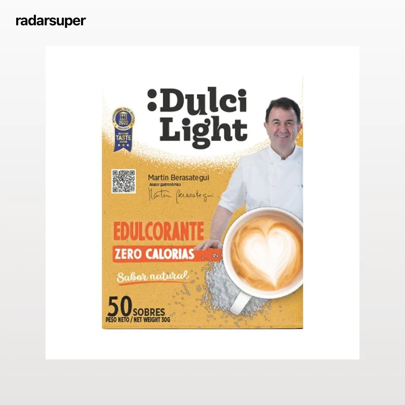DULCILIGHT Edulcorante moreno de sabor natural y zero calorias 50 sobres.