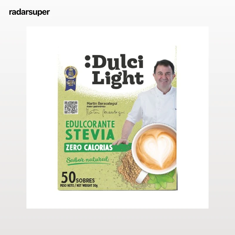 DULCILIGHT Edulcorante (Stevia) de sabor natural y zero calorias 50 sobres.