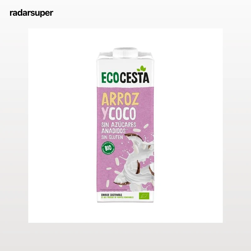 ECOCESTA Bebida vegetal de arroz y coco ecológicos, sin azúcares añadidos 1 l.
