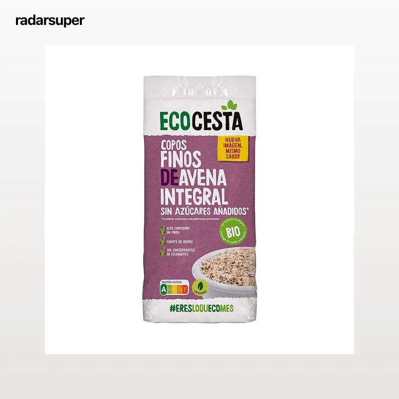 ECOCESTA Copos finos de avena integral de cultivo ecológico, sin azúcares añadidos 500 g.