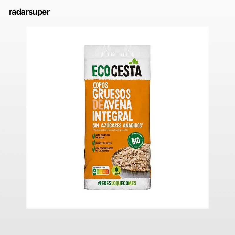 ECOCESTA Copos gruesos de avena integral, de origen ecológico y sin azúcares añadidos 500 g.