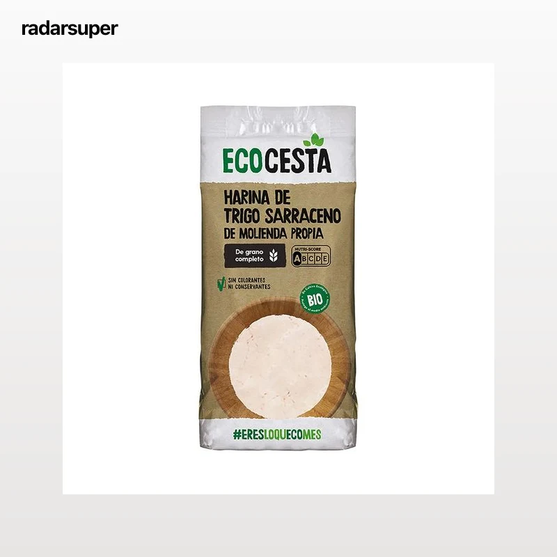 ECOCESTA Harina de grano completo de trigo Sarraceno ecológico de molienda propia 500 g.