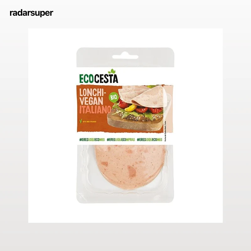 ECOCESTA Lonchas veganas ecológicas con sabor a mortadela italiana 100 g.