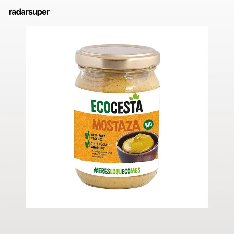ECOCESTA Mostaza de cultivo ecológico, sin azúcares añadidos y apto para veganos 200 g.