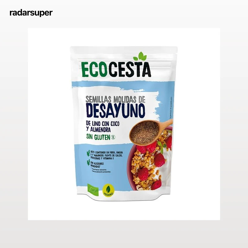 ECOCESTA Semillas ecológicas molidas de desayuno (lino con coco y almendra) 200 g.