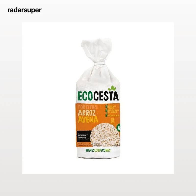 ECOCESTA Tortitas de arroz y avena, ecológicas, aptas para veganos 115 g.