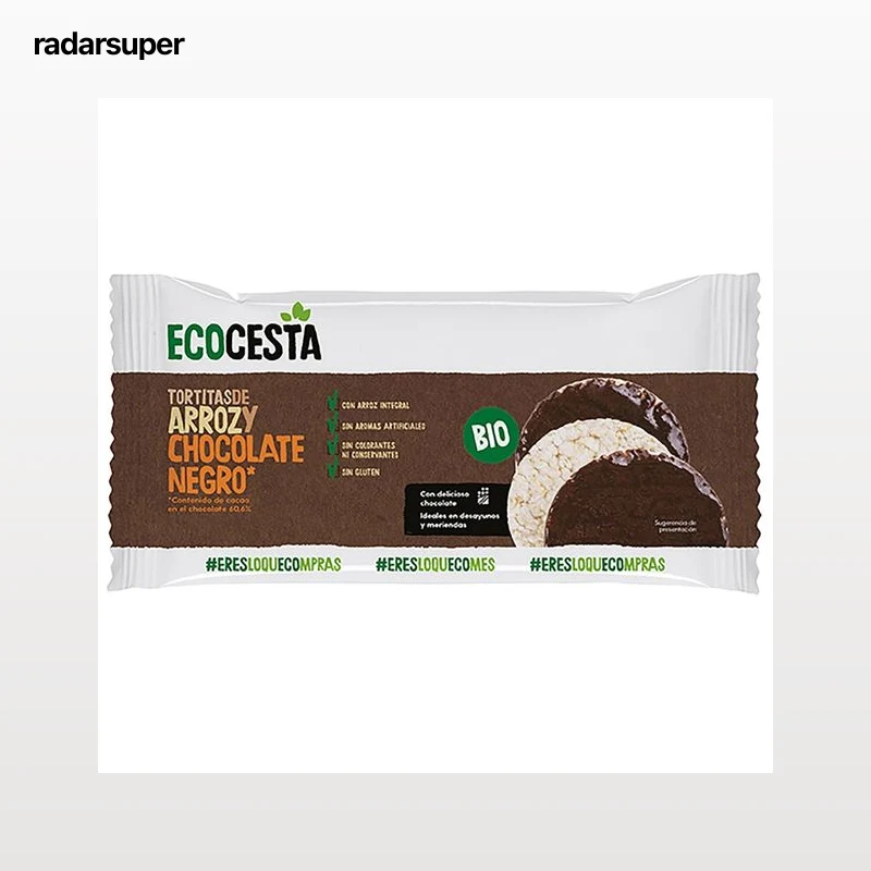 ECOCESTA Tortitas de arroz integral ecológico y chocolate negro (60% cacao) 6 uds x 100 g.