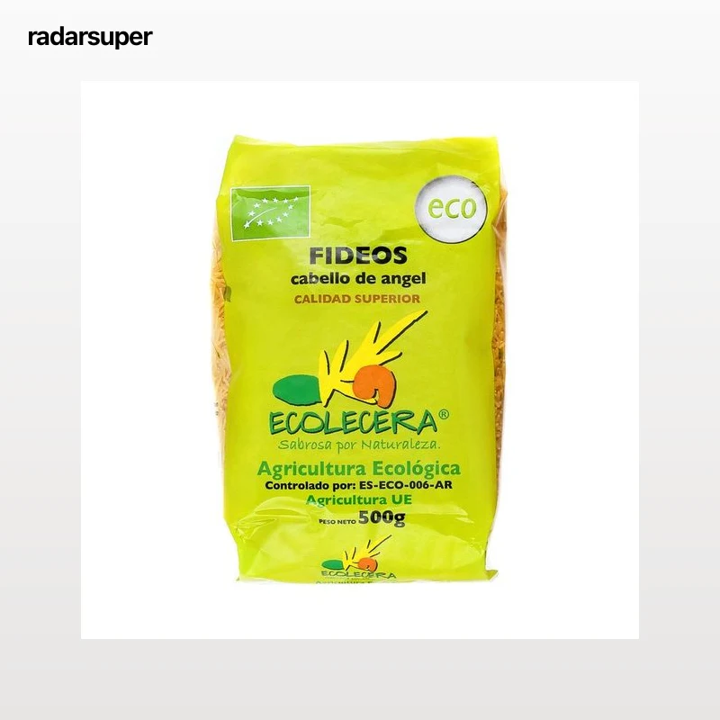 ECOLECERA Pasta fideos cabello de angel (cabellín), calidad superior, ecológicos 500 g.