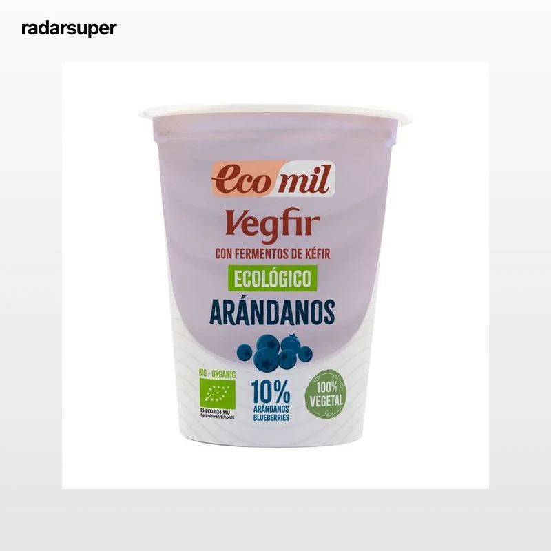 ECOMIL Vegfir de almendra (con fermentos de kéfir) con arándanos ecológicos 370 g.