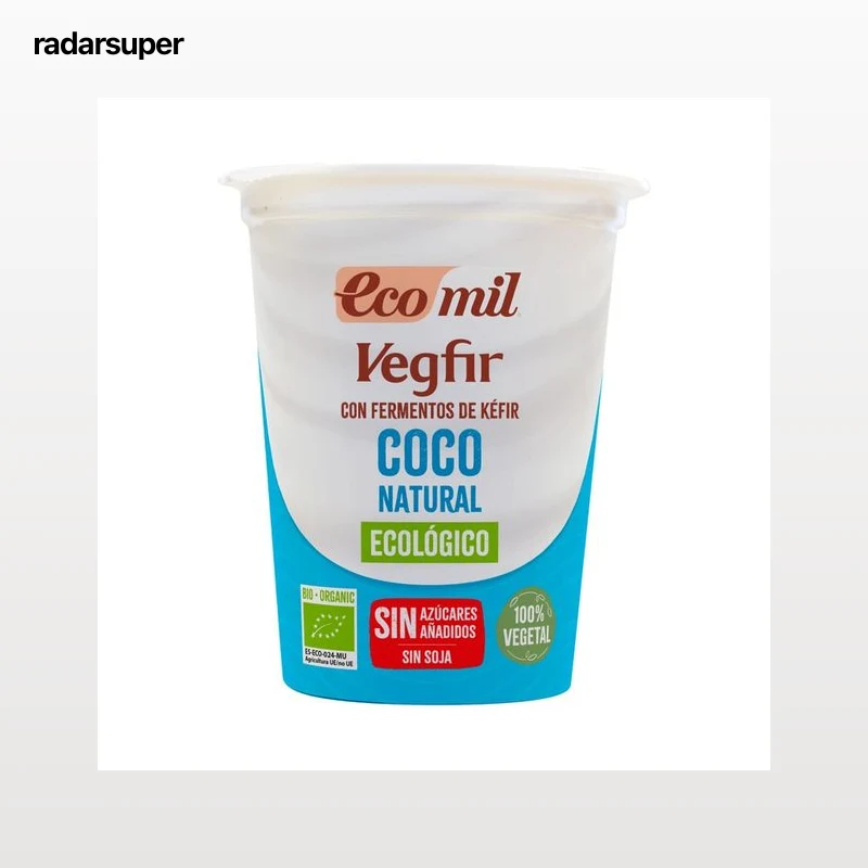ECOMIL Vegfir de coco (con fermentos de kéfir) natural ecológico, sin azúcares añadidos 370 g.