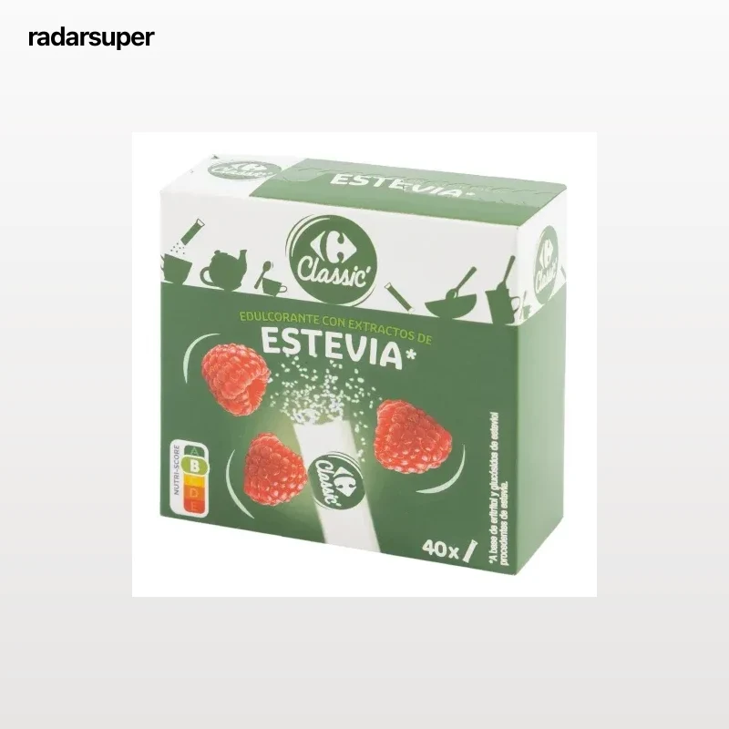 Edulcorante con extractos de estevia Carrefour 40 ud.