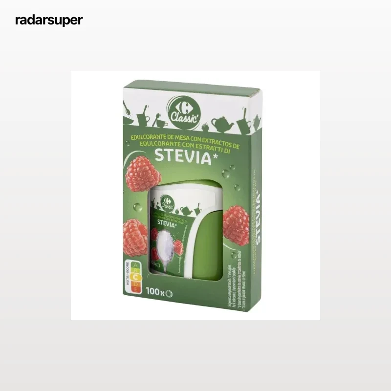 Edulcorate con extracto de estevia en comprimidos Classic Carrefour 100 ud.