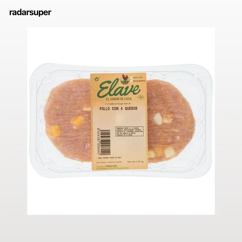 ELAVE Burger pollo con 4 quesos 2 x 125 g.