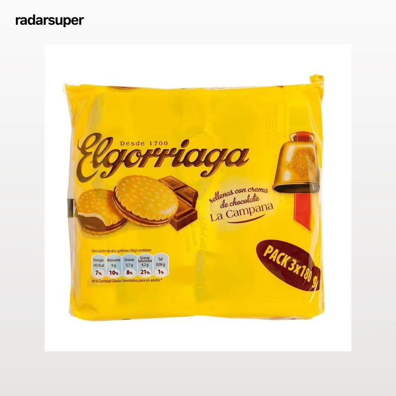 ELGORRIAGA Galletas rellenas de chocolate 180 g.