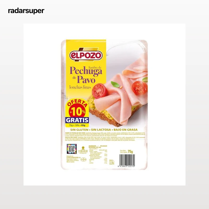 ELPOZO Fiambre de pechuga de pavo cortada en lonchas 80 g.