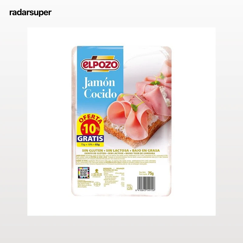 ELPOZO Jamón cocido cortado en lonchas 80 g.