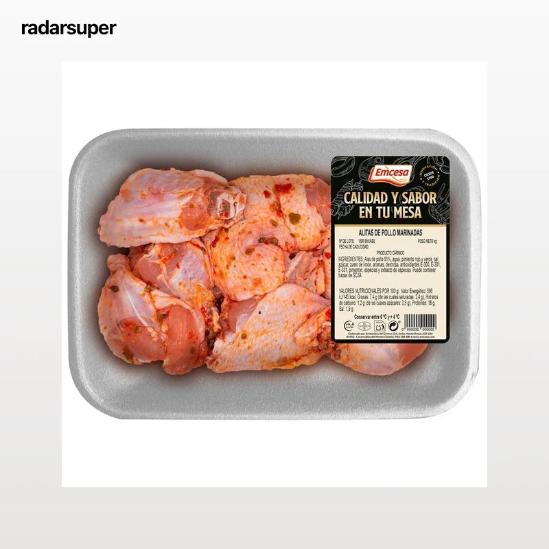 EMCESA Bandeja con alitas de pollo marinadas 800 g