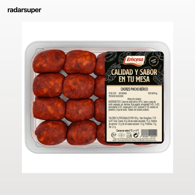 EMCESA Bandeja de chorizo de pincho ibérico, elaborado sin gluten