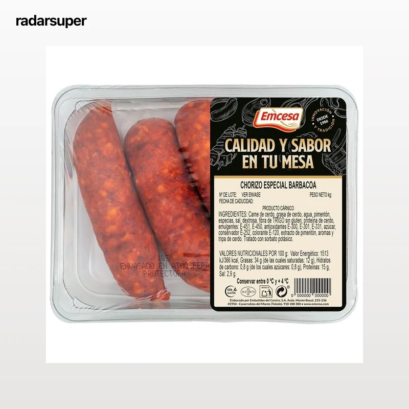 EMCESA Bandeja de chorizos especiales para barbacoa, elaborados sin gluten