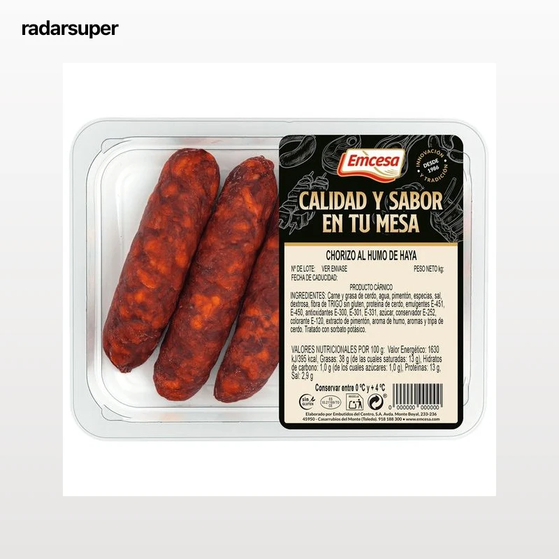 EMCESA Bandeja con chorizos al humo de Haya, elaborados sin gluten 400 g.