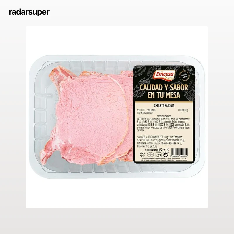 EMCESA Bandeja con chuletas de sajonia de cerdo elaboradas sin gluten
