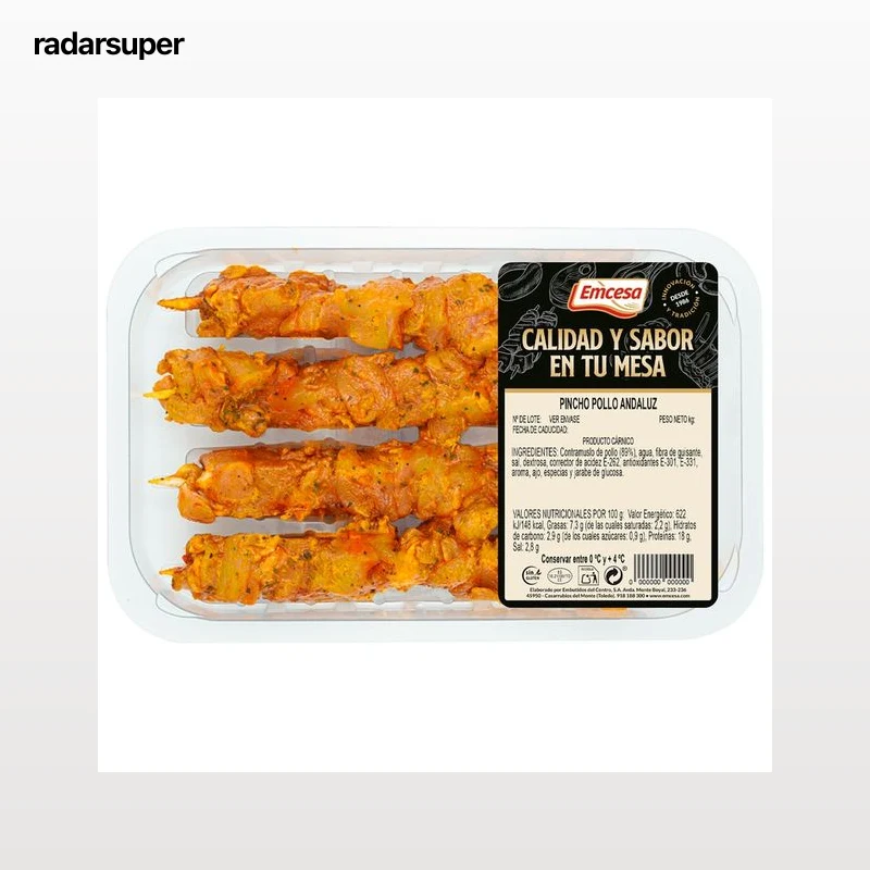 EMCESA Bandeja con pinchos de pollo marinados al estilo andaluz 300 g.