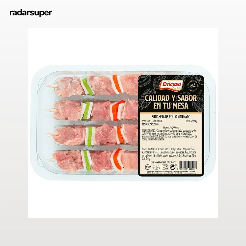 EMCESA Brochetas de pollo marinado con verduras 320 g.