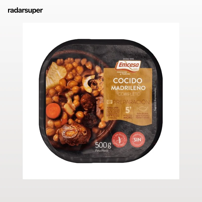 EMCESA Cocido madrileño completo, listo para calentar y comer 500 g.