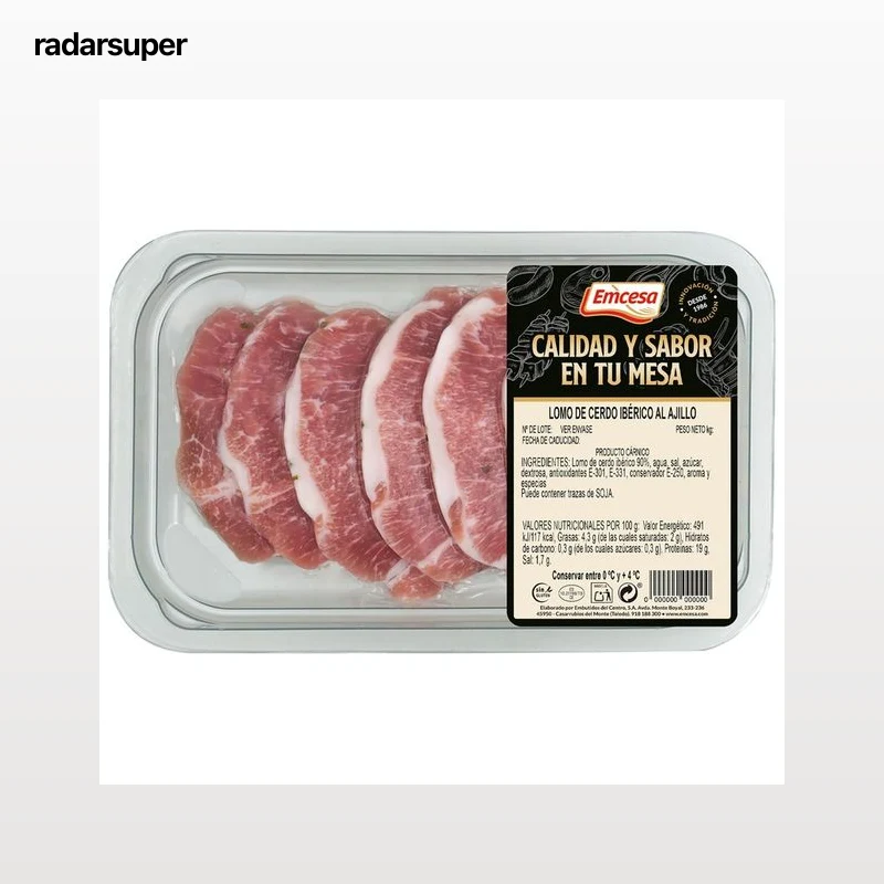 EMCESA Filetes de lomo de cerdo ibérico al ajillo 200 g.