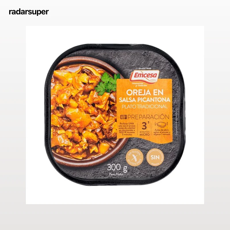 EMCESA Oreja guisada en salsa picantona, lista para calentar y comer 300 g.