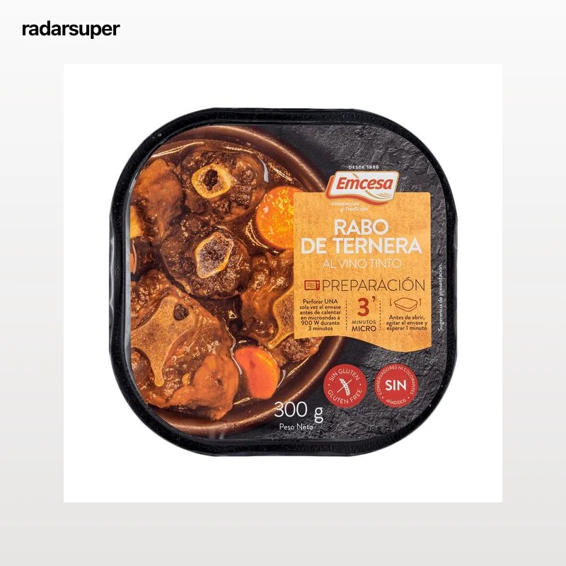 EMCESA Rabo de ternera al vino tinto, listo para calentar y comer 300 g.