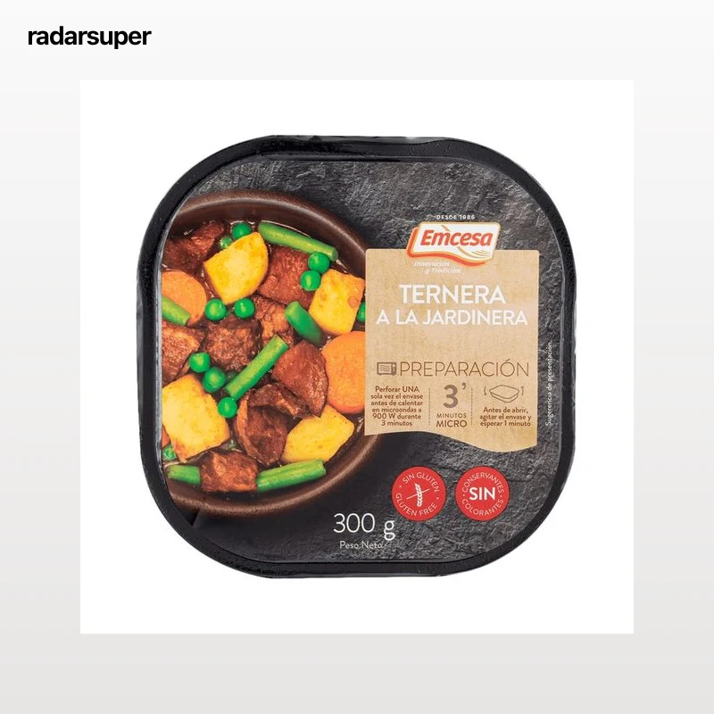 EMCESA Ternera a la jardinera, listo para calentar y comer 300 g.