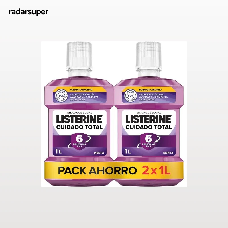 Enjuague bucal Cuidado Total Listerine pack de 2 unidades de 1 l.