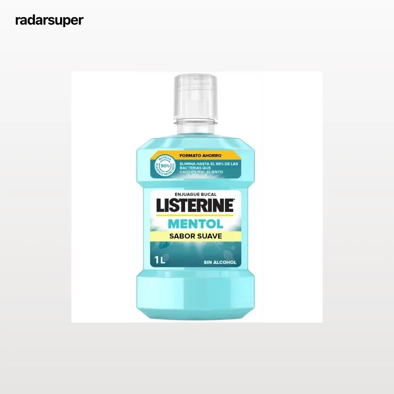 Enjuague bucal mentol sabor suave sin alcohol Listerine 1 l.