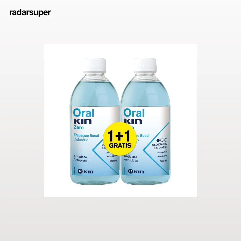 Enjuague bucal Oral Kin Zero pack de 2 unidades de 500 ml.