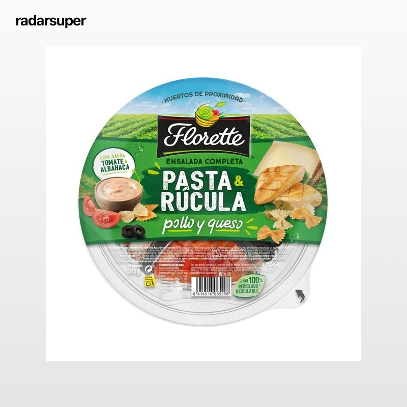 Ensalada completa de pasta, rúcula, pollo y queso FLORETTE 320 g.
