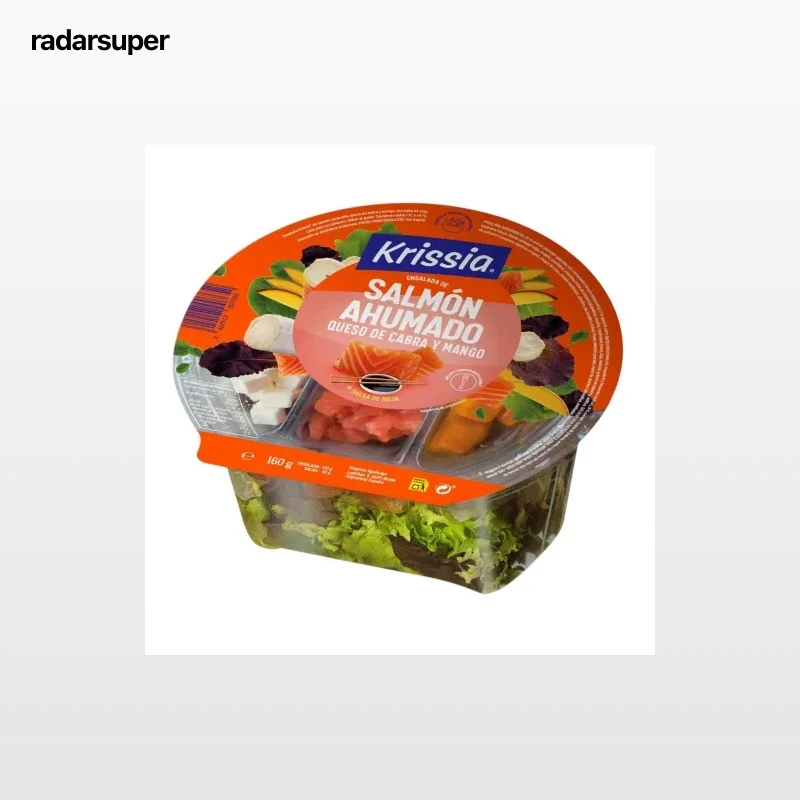 Ensalada de salmón ahumado, queso de cabra y mango Krissia 160 g
